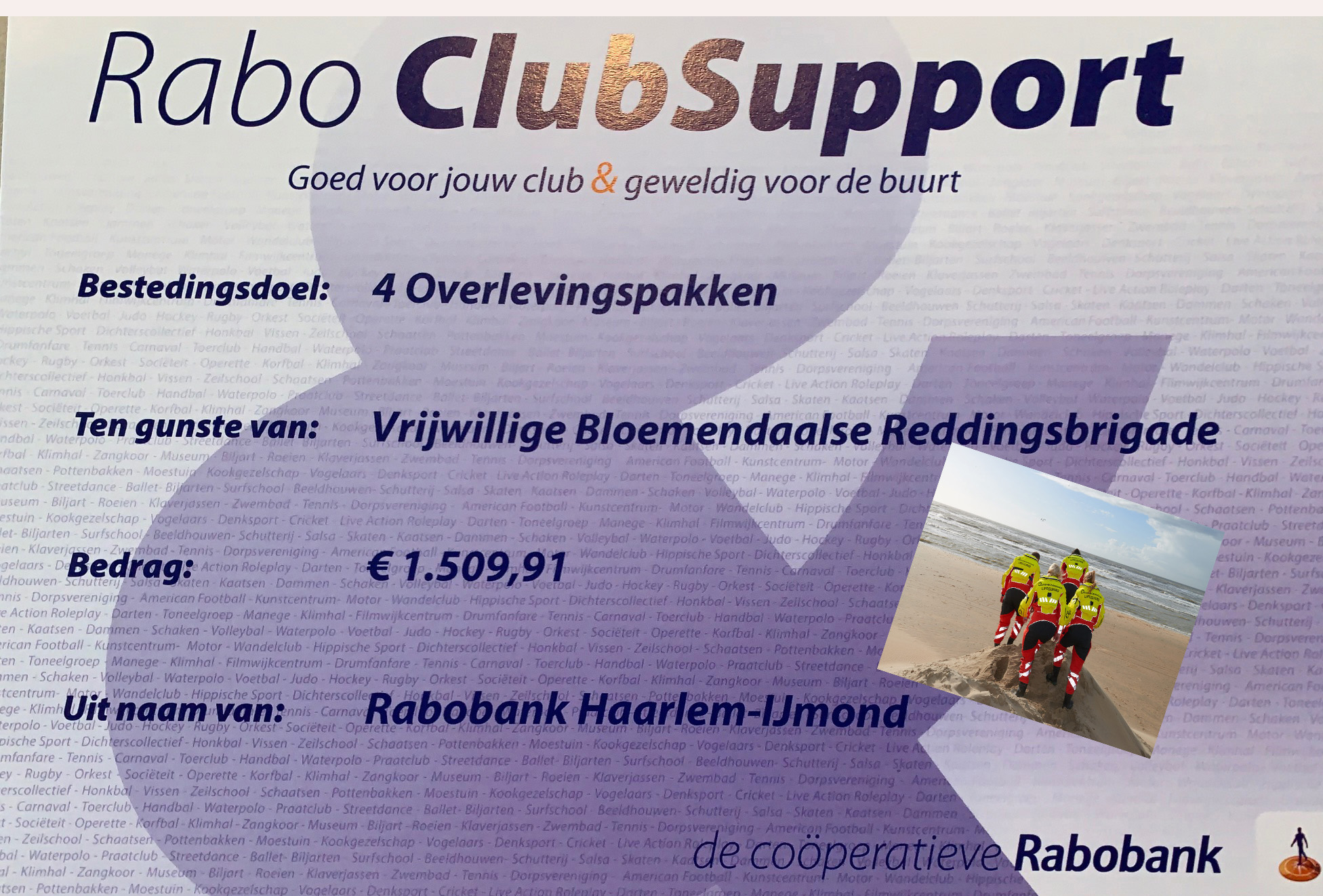 Redders bedanken Rabo ClubSupport