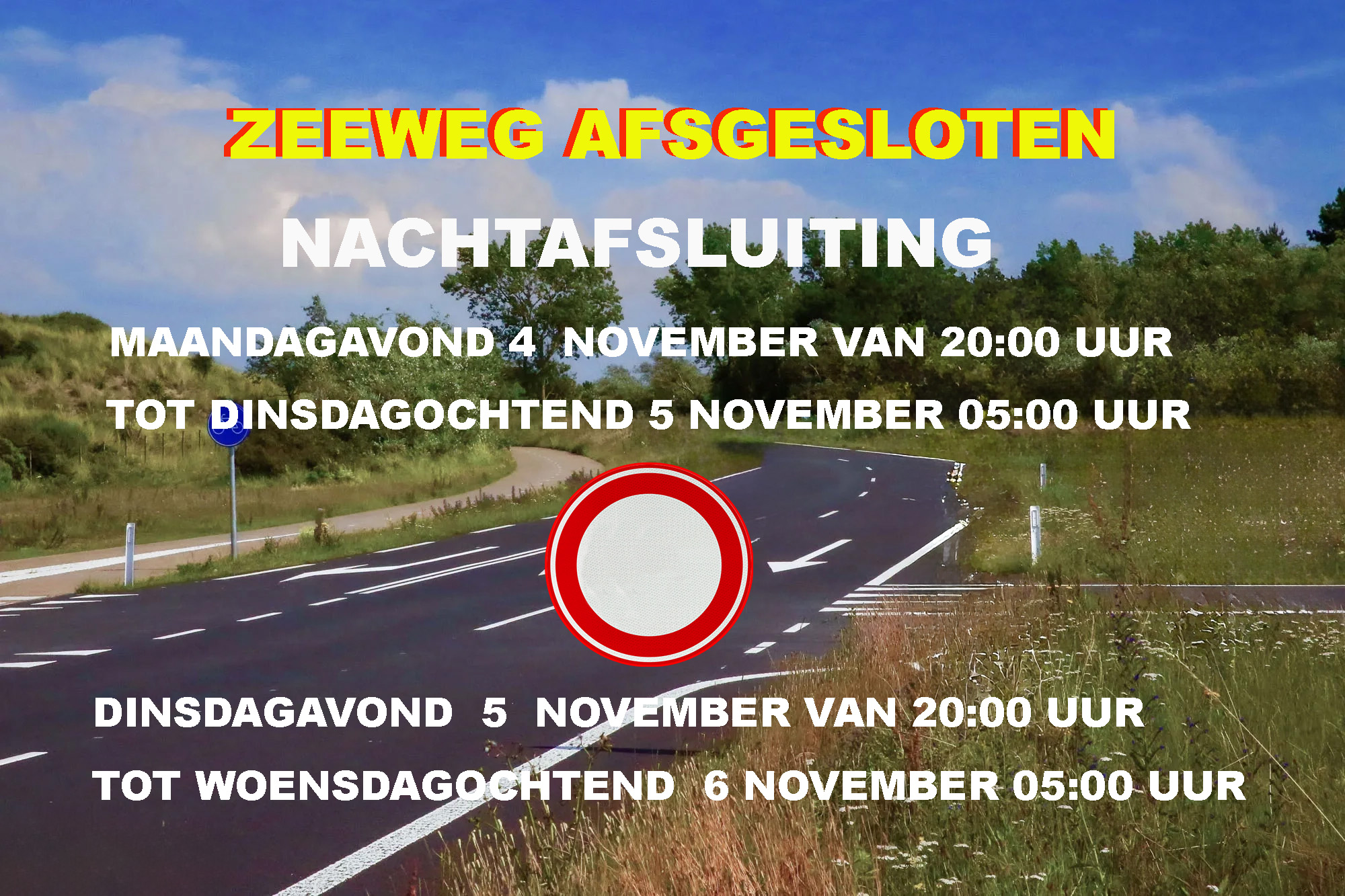 Zeeweg afgesloten