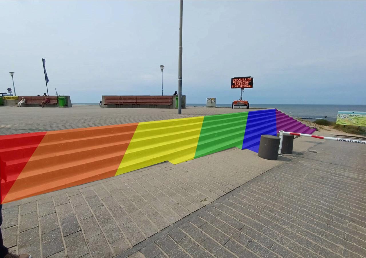 Regenoog trap-strandafgang Bloemendaal aan zee